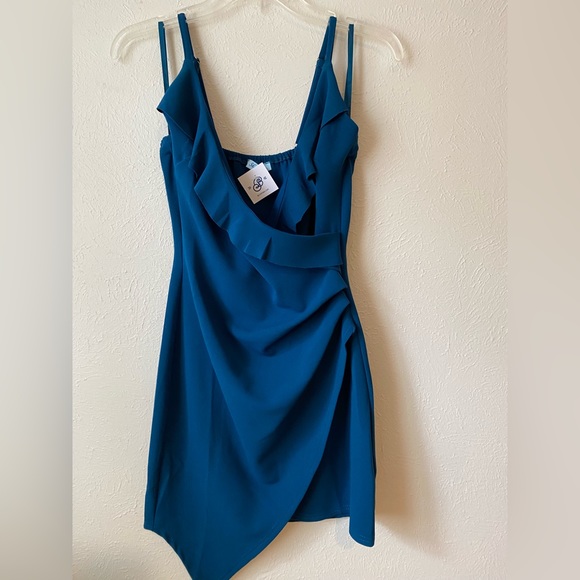 NWT Blu Spero She Sky Teal Asymmetrical Cocktail Dress - Picture 8 of 10